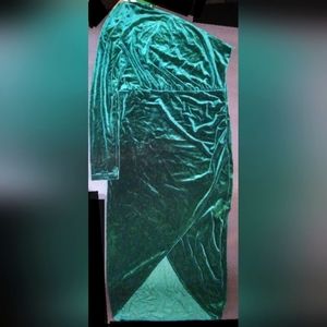 Long Sleeve Velvet Green Women's Dress